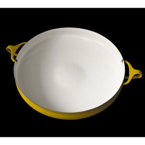 Vtg Dansk Designs Kobenstyle Yellow Enamel Steel Paella Round Pan 13" 1960s